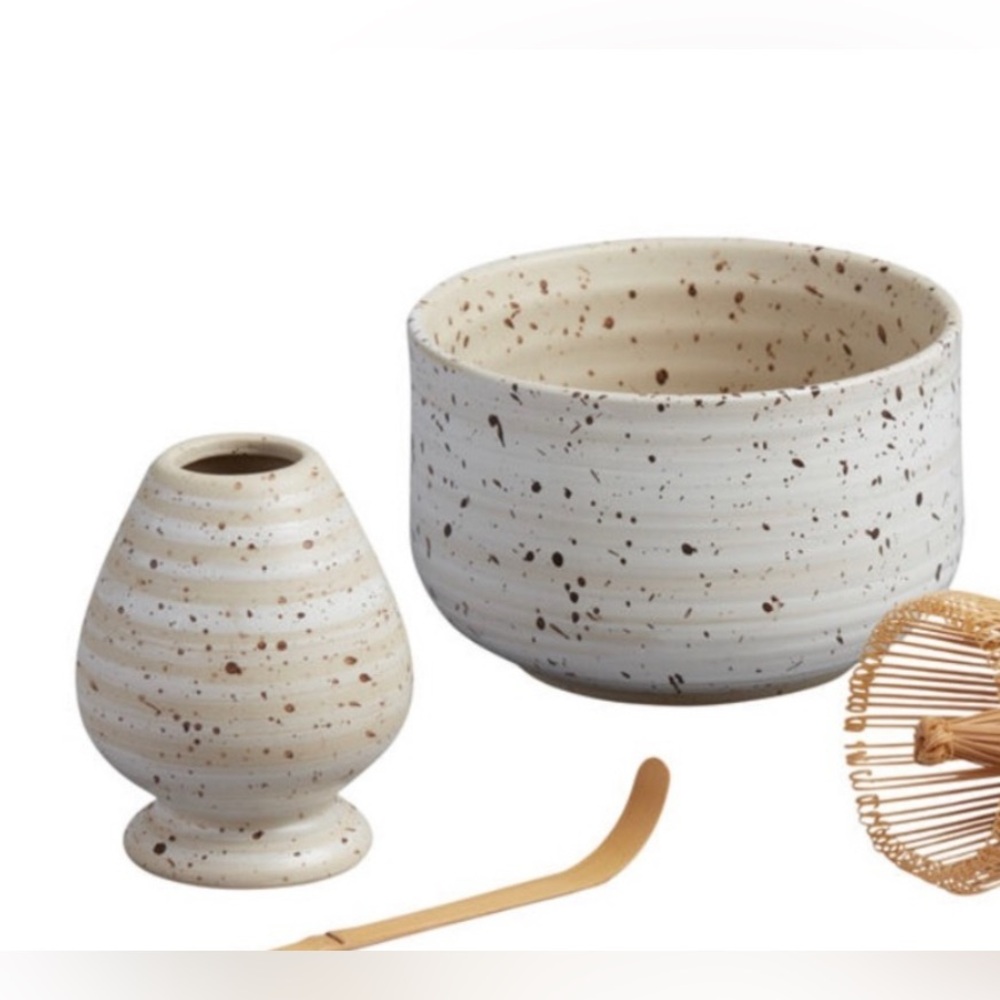 WORLD MARKET Speckled Ceramic Matcha Bowl and WHISK STABD set Defected